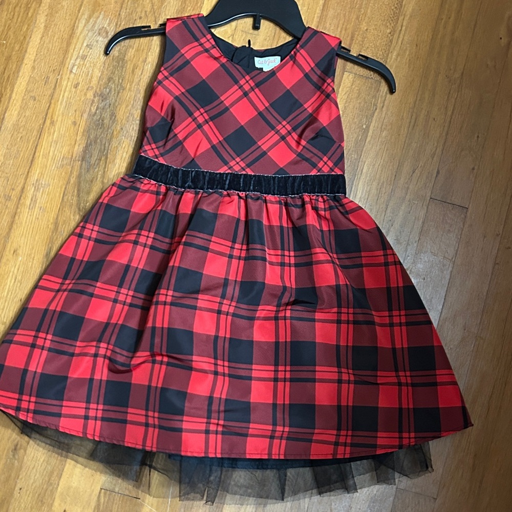 Cat & Jack Red and Black Buffalo print Dress size 9 fit & flare